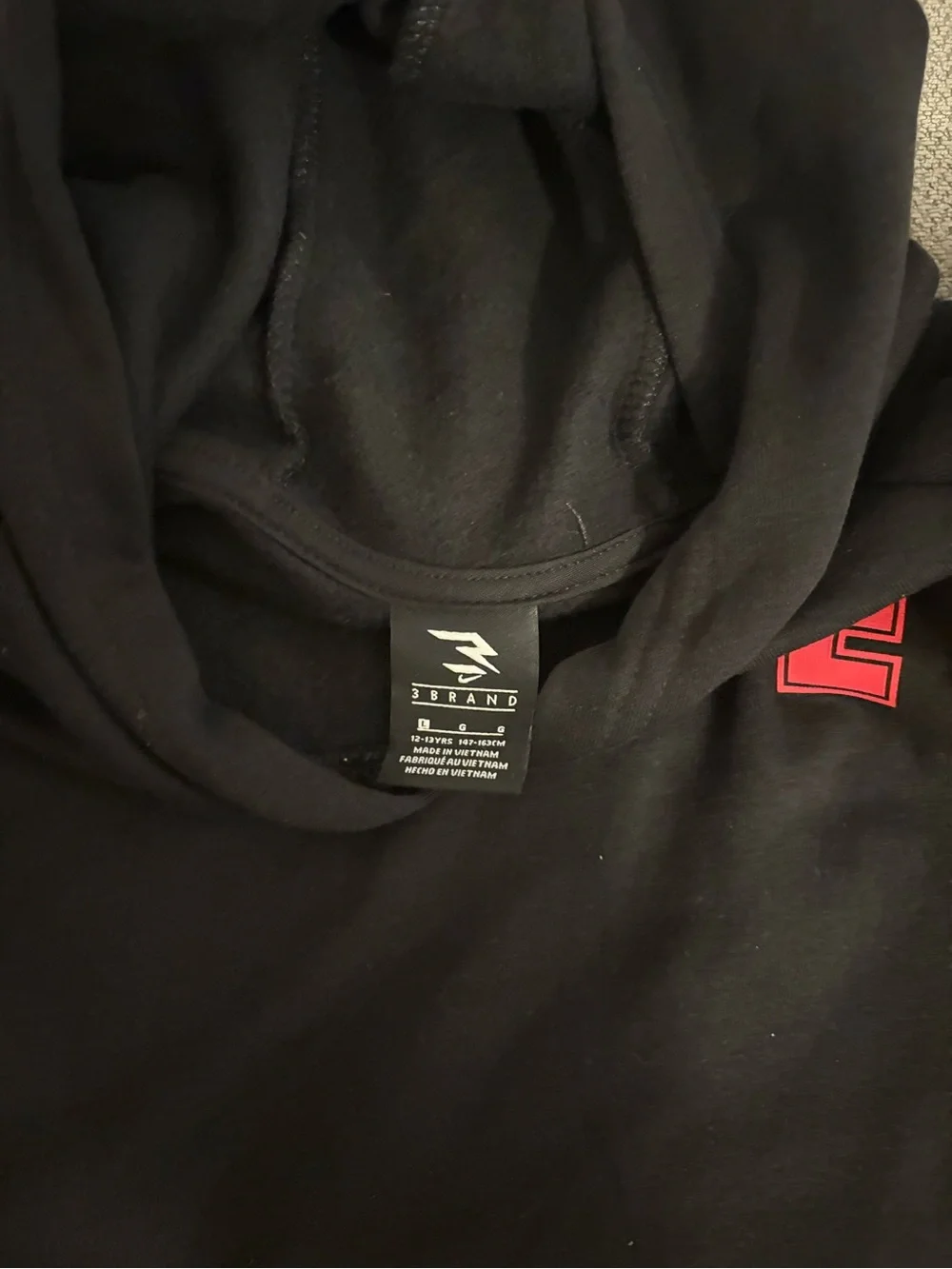 Sporty casual comfy Nike kid boy Black Hoodie with Red Logo